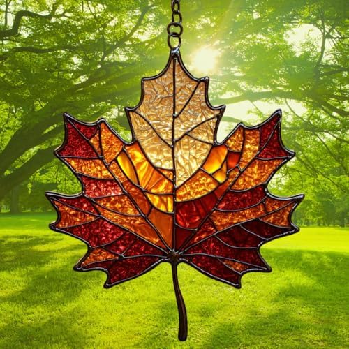 Autumn Fall Maple Leaf Mosaic Acrylic Suncatcher - Image 3