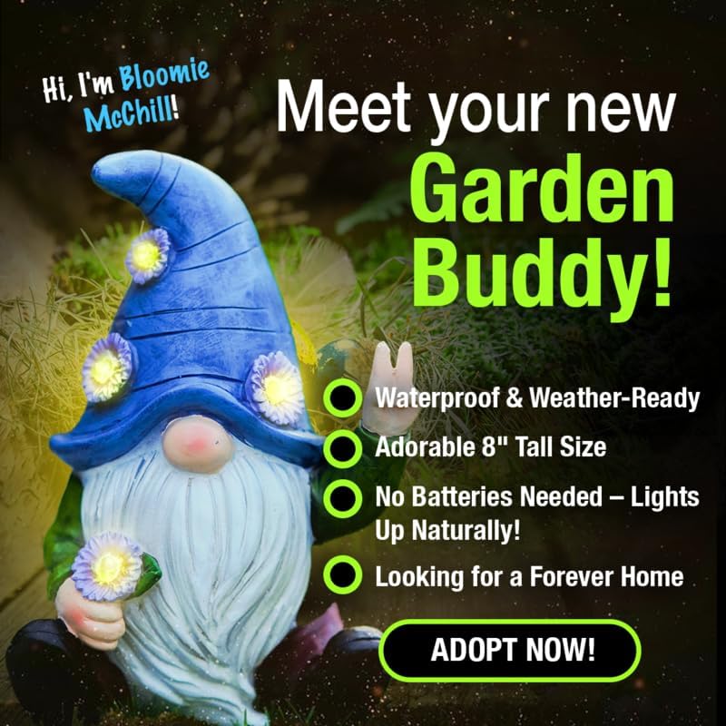 Blue Peace Yard Gnomes - Solar Statue, 11 Inch - Image 5