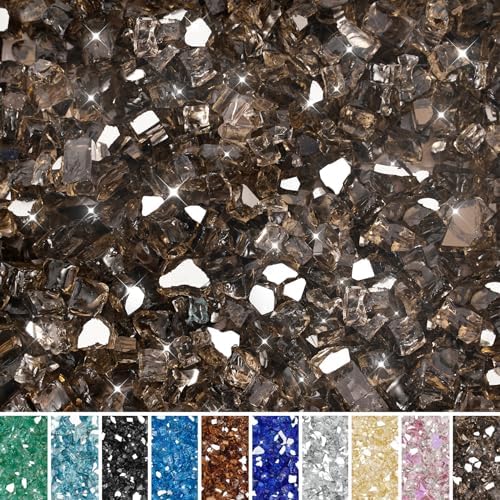Skyflame 15LB Bronze Fire Glass, 1/2 Inch Reflective Fireplace Glass by Skyflame