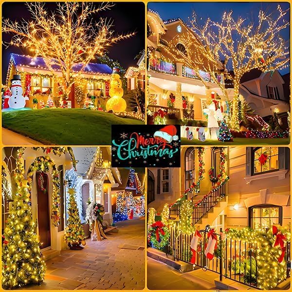 Solar String Lights Outdoor 4 Pack 170FT 480 LED Christmas Light Warm White - Image 6