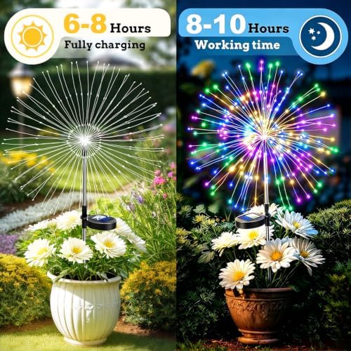 Anordsem Solar Firework Lights Outdoor Garden Fairy Lights 4 Pack Colorful - Image 4