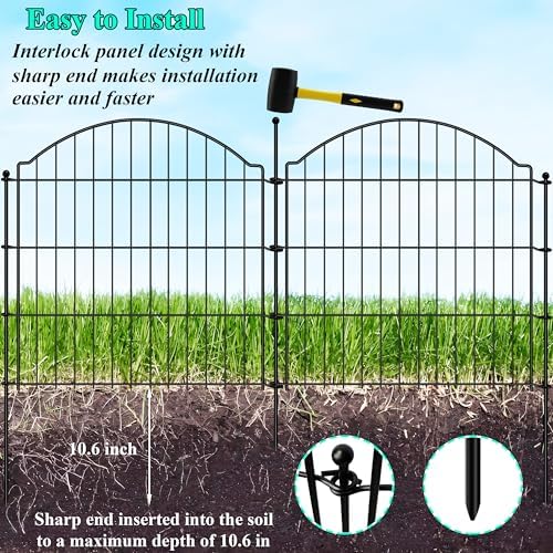 Decorative Garden Fences 24in x 30ft, 15 Pack Outdoor Fencing Animal Barrier Dog Border, Metal Wire Fence Panels for Garden Decor, Flower Bed Edging Borders for No Dig Patio Yard - Image 3