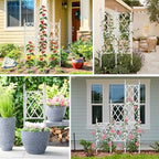 63 Inch Garden Trellis Support Fence Metal Lattice Climbing Frame White - Image 5