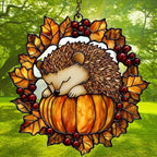 Hedgehog Pumpkin Fall Autumn Acrylic Suncatcher - Image 3