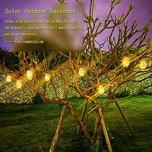 Cooo Gift for him her 9 Pack Solar Lanterns Outdoor Waterproof Upgraded Crystal Glass Solar Mason Jar Lights 30 LED 215% Larger SolarPanel, Anti-Rust Lid Hanging Outdoor Lanterns for Patio Garden - Image 4
