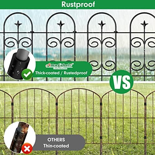 AMAGABELI 8 Panels 24in(H)×10ft(L) Decorative Garden Fence No Dig Rustproof Metal Pre-Linking Fence Panels Garden Edging Border Animal Barrier Fencing for Flower Beds Yard Patio Outdoor Decor Black - Image 6
