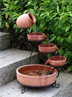 ASC Cascade Ceramic Solar Water Fountain Bowls 5 Tierd with Panel Pump Cascading Garden Decoration Bird Iron Frame - Image 2