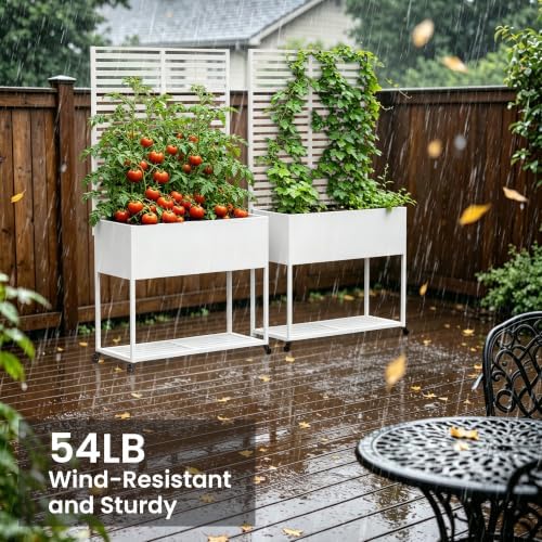 Metal Raise Garden Bed with Trellis,70" Elevated Trellis Planter Outdoor - Image 7
