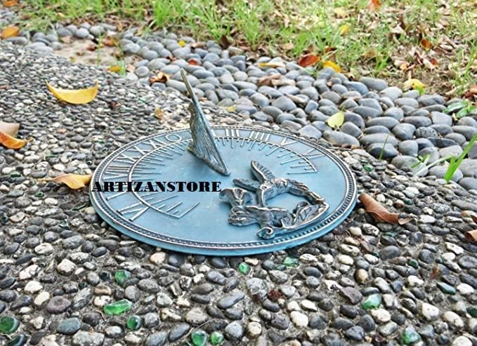 Brass Hummingbird Garden Sundial 8" inches Wide, Bird Outdoor Decoration, Gift - Image 3