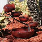 Smart Solar 23941R01 Ceramic Solar Cascade Fountain, Lava Red Finish, Powered by Included Separate Solar Panel, No Operating Costs or Wiring Required Small - Image 4