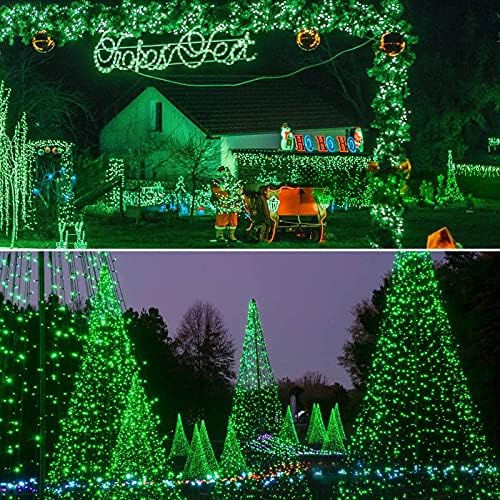 Solar Christmas Lights Outdoor 2 Pack 480 LED Solar Halloween Lights Green - Image 2
