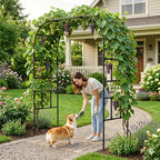 DoCred 87" H x 79" L Garden Arch Trellis, Metal Trellis for Climbing Plants - Image 7
