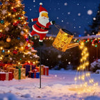 Christmas Santa Solar Kettle Lights, Solar Garden Watering Can Lights with Cascading Lights, Waterproof Hanging Metal Outdoor Lantern Decorations for Garden Patio Porch Yard (Warm) - Image 4