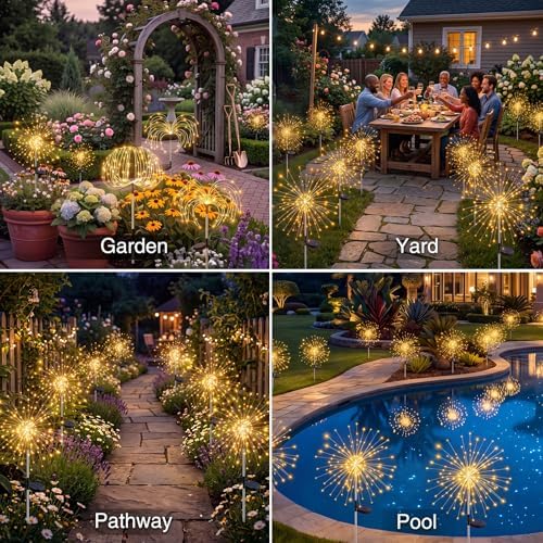 btfarm 6 Pack Solar Garden Lights Outdoor, 8 Modes Firework Lights Outside - Image 6