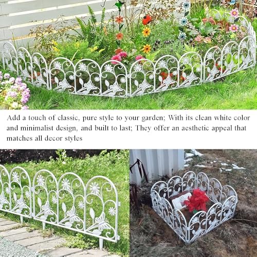 Ouliget Plastic Decorative Garden Fence,Vintage Grass Lawn Flower Beds Landscaping Edging Borders,Lightweight Outdoor Path Fence (White Butterfly 21.5 Inches) - Image 5