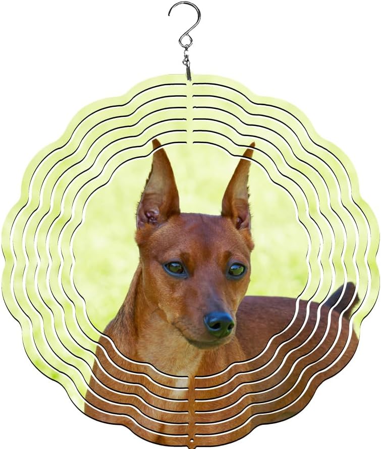 Traci's Fun Creations Wind Spinner, Miniature Pinscher Theme, Aluminum, Double-Sided, 10 Inch, Yard or Garden Décor by Unknown