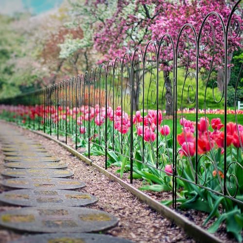 Zhongma Decorative Metal Garden Fence,Pack of 4pcs, Total 26" H x 100" L - Image 7