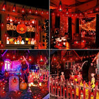 iBaycon 42FT 15 LED Solar Flame Halloween String Lights Outdoor, Red - Image 2