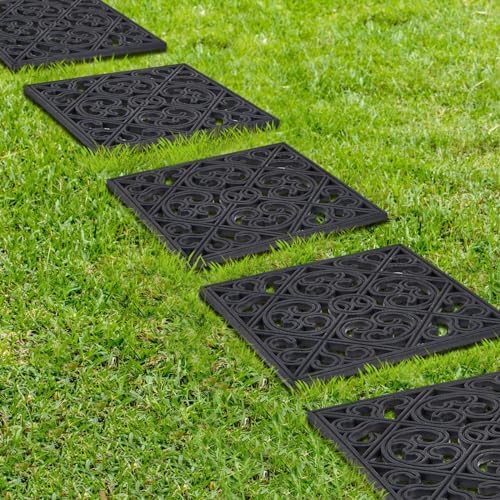 Pangda 8 Pcs Rubber Stepping Stones Outdoor, Black, Cross - Image 6