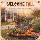 4 Pack Fall Garden Fence, Metal Fence Decorative Garden Stakes, 16"H x 11"W - Image 7