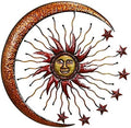 Bellaa Metal Wall Art Sun Moon Stars Celestial Indoor Outdoor Hanging Garden 3D Sculpture Retro Plaques Home Decor Large 36 inch by Bellaa