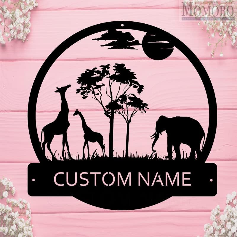 Africa Elephant and Sunshine Custom Name Sign Metal Wall Art Personalized Last Name Plaque Outdoor Metal Wall Art Personalized Gift for Wedding/Housewarming - Image 6