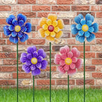 Metal Flower Wind Spinner Lawn Stakes Yard Art, Garden Iron Handicrafts by Weibefee