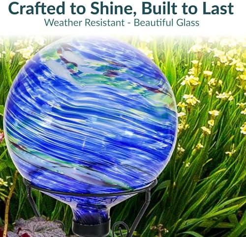 Sunnydaze 10" Glass Gazing Ball for Garden, Globe for Outdoor Display - Image 2