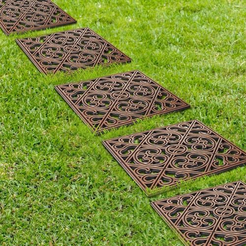 Pangda 8 Pcs Rubber Stepping Stones Outdoor, Copper, Cross - Image 5