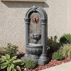 33.36" Outdoor Wall Fountain with LED Lights, Flat Back Water Fountain Outdoor Freestanding, Cascading Waterfall Feature for Patio Backyard Yard Garden Porch Courtyard - Image 5