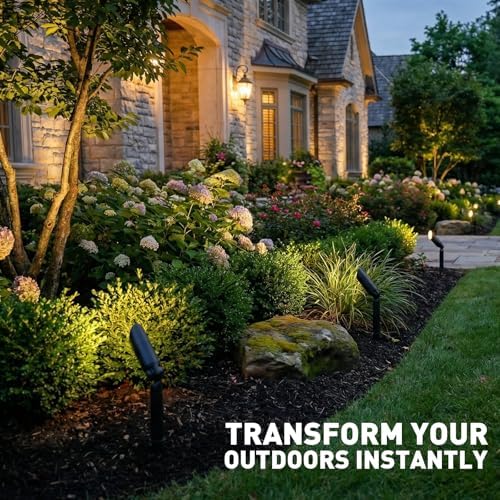GOLDEN STAR Low Voltage Landscape Lights - 3W 100LM Compact Spotlights, 12V AC Cast Aluminum Accent Lighting, 2900K Warm White, Replaceable MR11 LED Bulb, with Reinforced Stakes - Image 6