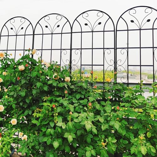 6 Pack Metal Garden Trellis 86.7" Tall Outdoor Climbing Plant Support for Roses, Flowers, Rustproof Durable Black Galvanized Tube, Lawn Garden Fence Decor Screen, 86.7" H - Image 6