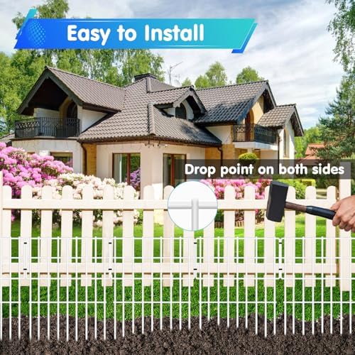 26 Panels No Dig Fence, 28ft(L) x 17in(H) Dog Digging Fencing Barrier, 1.2in Gap Animal Barrier for Bottom of Fence, Rustproof Metal Garden Edging Border Ground Defense for Outdoor Patio, White - Image 5