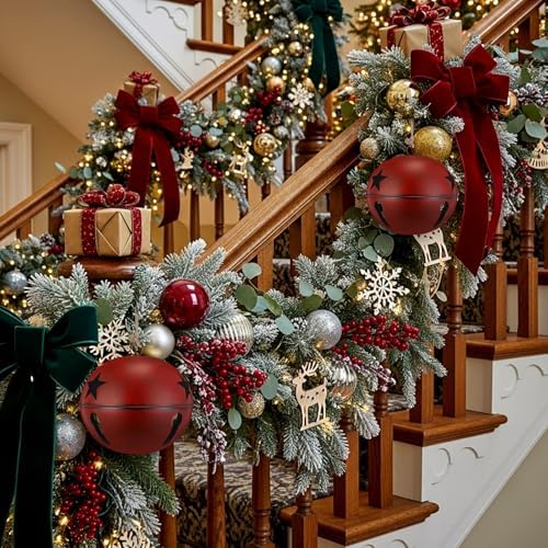 Civaner 1 Pcs 8 Inch Giant Metal Christmas Burgundy Jingle Bell - Image 6