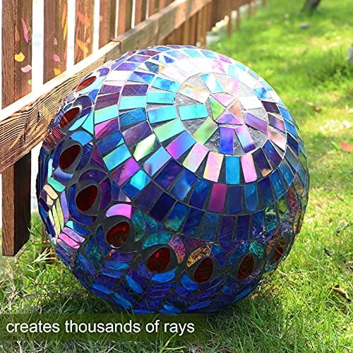 VCUTEKA Gazing Ball, 10" Glass Mosaic Gazing Balls for Garden Decor, Purple - Image 2
