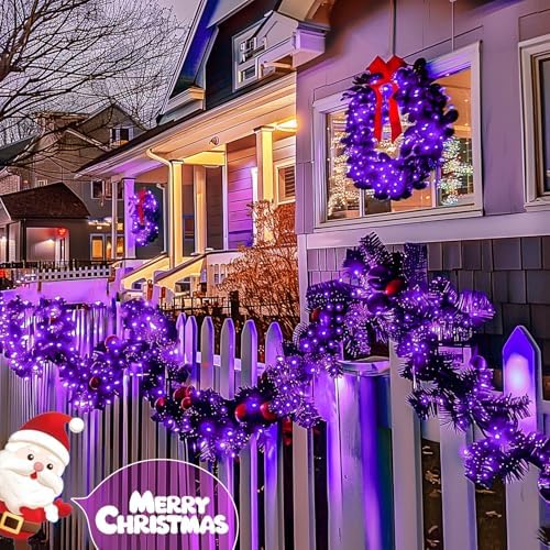 JMEXSUSS 4 Pack Solar Halloween Lights, 33FT 100 LED Purple Fairy Lights - Image 5