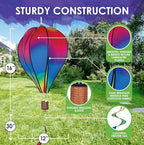 Hot Air Balloon Hanging Garden Spinner 16" - Vibrant Wavy Gradient Design, Weather-Resistant Outdoor Decor, Durable & Lightweight for Patios, Yards, and Gardens - Eye-Catching Wind Spinner - Image 3