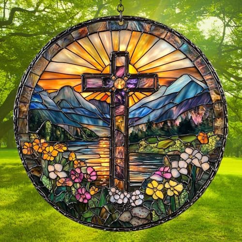 Floral Cross Acrylic Suncatcher - Image 3