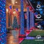 woohaha 4th of July Solar Outdoor String Lights,Red White Blue - Image 3