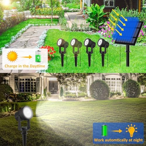 T-SUNUS Solar Landscape Spotlights 4-in-1 White 6000K Outdoor Garden Flag - Image 2