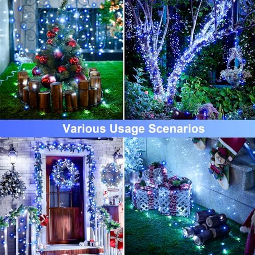 JMEXSUSS 2 Pack Solar Christmas Lights, Total 400 LED 151FT, White and Blue - Image 5