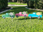 Garden Stake Vintage Truck W Flowers Metal Colorful Lawn Yard Entry Spring Summer Outdoor Decor Home Business 18"x18" (Pink Truck) - Image 6
