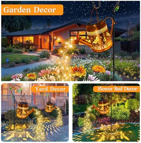 Solar Lights Outdoor Garden Decor, Dragonfly Hanging Watering Can Landscape Lights Waterproof Yard Decorations for Outside Porch Patio Backyard, Gardening Gift for Mom Grandma Women Birthday - Image 5