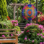 Shwing 12 Inch Rainbow Mandala Wind Spinner Colorful Boho Hanging Decor Vibrant Metal Ornament Outdoor Kinetic Garden Art 3D Wind Spinner for Patio Porch Backyard Decoration - Image 5
