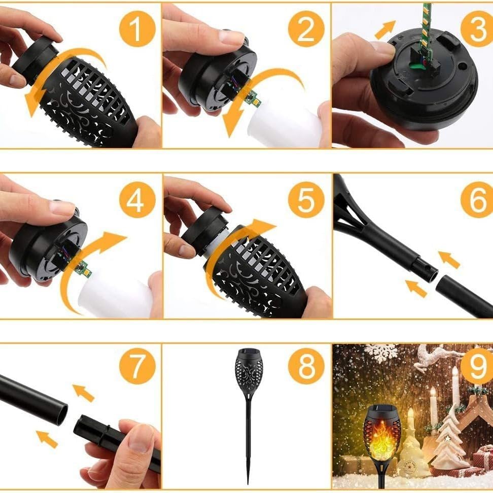 Solar Torch Lights Outdoor Flickering Flame,8Pack Outdoor Garden Landscape Light 12LED Ground Lawn Decoration Induction Torch Light - Image 5