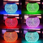 Solar Outdoor Table Lamp, Solar Powered Mosaic Glass Ball Garden Lights Waterproof Color Changing Mood Night Lights (Q) - Image 4