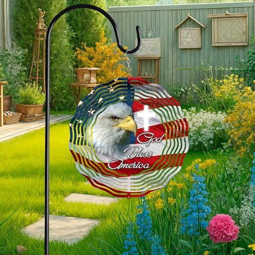 Patriotic Eagle God Bless America Wind Spinner MLN2625WS, 12 inches - 3D Hanging Wind Spinners Outdoor, Yard, Garden Decor - Image 3