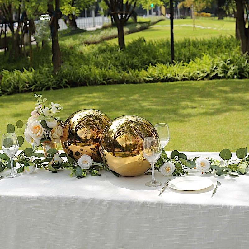 2 pcs 12 in Gold Stainless Steel Globe Gazing Reflective Mirror Balls Outdoor Garden Decor Centerpieces Wedding Party Events Reception Home Decorations Modern Ornaments Landscaping Accents - Image 5