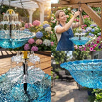 Solar Powered Cascading Water Fountain, Solar Cascade Hanging Bird Bath Fountain, Hanging Solar Bird Bath Fountain, Hummingbird Bath Shower Bowl Kit Garden Gift Yard Patio Backyard Decoration (Blue) - Image 7