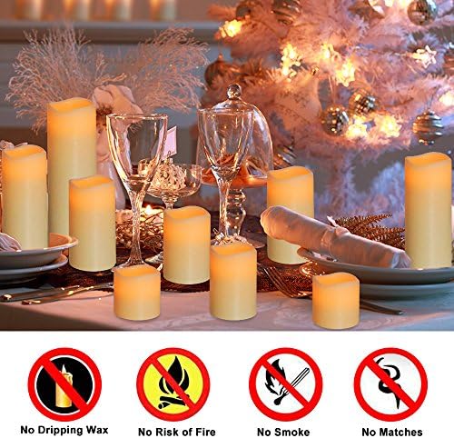 RY King Large Flameless Candle Set of 9 (D 3" x H 3", 3", 4", 4", 5", 5", 6", 7", 8") Battery Operated LED Pillar Real Wax Candles with Remote Control Timer - Image 4